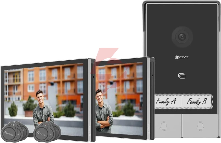 Zestaw wideodomofonowy dwurodzinny ezviz hp7 z dwoma monitorami