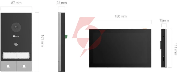 Zestaw wideodomofonowy dwurodzinny ezviz hp7 z dwoma monitorami