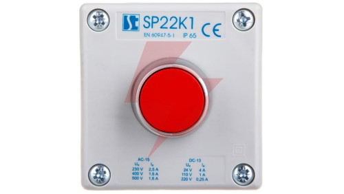Kaseta sterownicza 1-otworowa czerwony 1R szara IP65 1x membrana M20 SP22K1\02-1