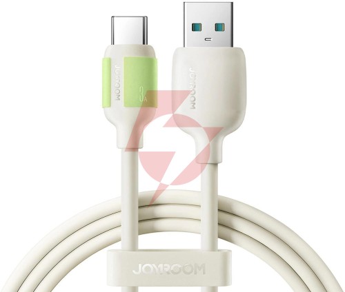 Kabel joyroom s-a53 60w usb-c - usb-c z fluorescencyjną końcówką 1,2 m - beżowy