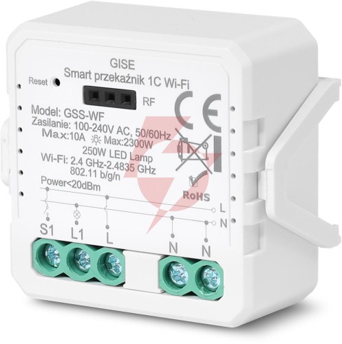 Gise smart pojedynczy moduł przekaźnikowy wifi | tuya | gss-wf