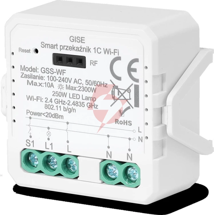 Gise smart pojedynczy moduł przekaźnikowy wifi | tuya | gss-wf