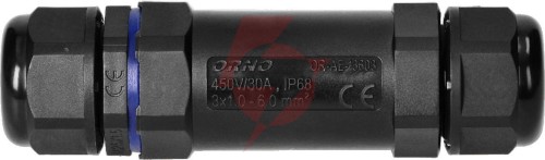 Konektor mufa kablowa prosta ip68, m25, 3x6mm², 450v/30a or-ae-13603