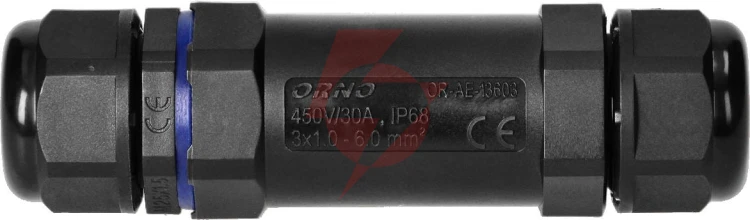 Konektor mufa kablowa prosta ip68, m25, 3x6mm², 450v/30a or-ae-13603