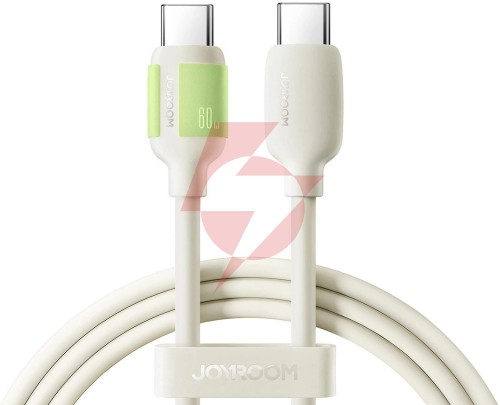 Kabel joyroom s-a53 60w usb-c - usb-c z fluorescencyjną końcówką 2 m - beżowy