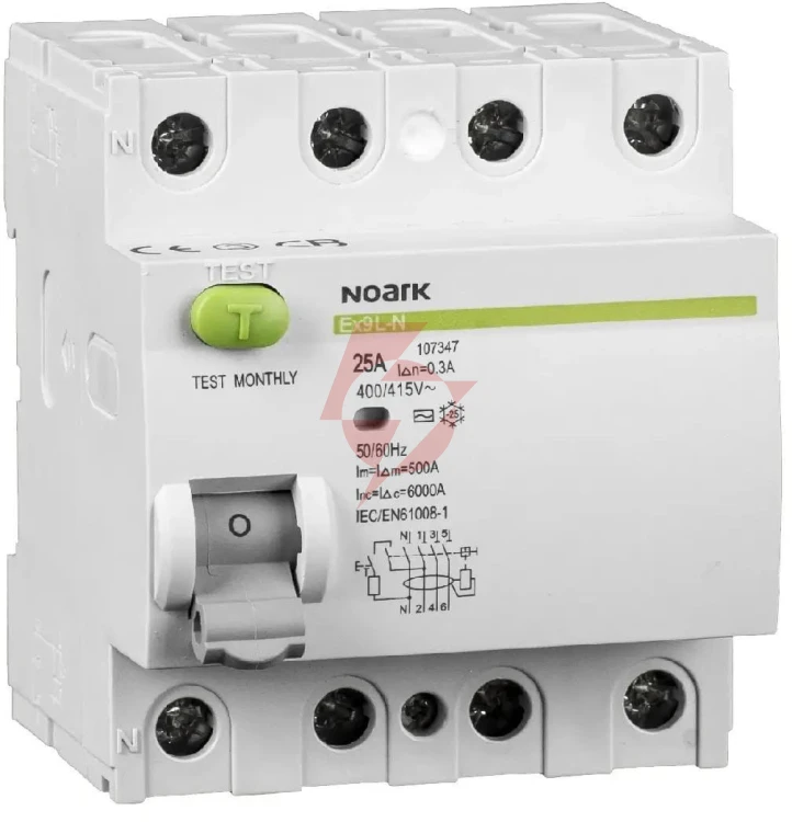 Wyłącznik różnicowoprądowy, 6 ka, 40a, 30ma, 4p typ ac ex9l-n noark 108332