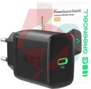 Ładowarka sieciowa greencell powersource solo30 30w 1xusb-c pd 3.0 qc 4.0+ czarna