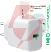 Ładowarka sieciowa greencell powersource solo30 30w 1xusb-c pd 3.0 qc 4.0+ biała