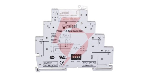 Przekaźnik czasowy wąskoprofilowy wielofunkcyjny 1Z 6A 1sek-10dni 24V AC/DC PIR6WT-1Z-24VAC/DC-R 857666