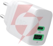 Ładowarka sieciowa greencell powersource duo30 30w 1xusb-c 1xusb-a pd 3.0 qc 4.0+ biała