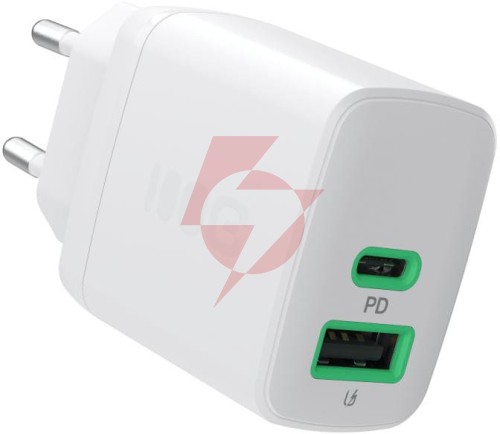 Ładowarka sieciowa greencell powersource duo30 30w 1xusb-c 1xusb-a pd 3.0 qc 4.0+ biała