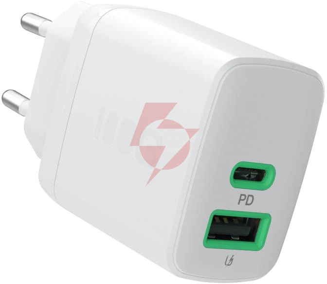 Ładowarka sieciowa greencell powersource duo30 30w 1xusb-c 1xusb-a pd 3.0 qc 4.0+ biała