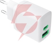 Ładowarka sieciowa greencell powersource duo30 30w 1xusb-c 1xusb-a pd 3.0 qc 4.0+ biała