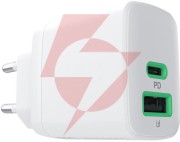 Ładowarka sieciowa greencell powersource duo30 30w 1xusb-c 1xusb-a pd 3.0 qc 4.0+ biała