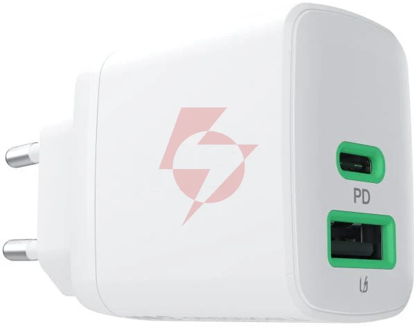 Ładowarka sieciowa greencell powersource duo30 30w 1xusb-c 1xusb-a pd 3.0 qc 4.0+ biała