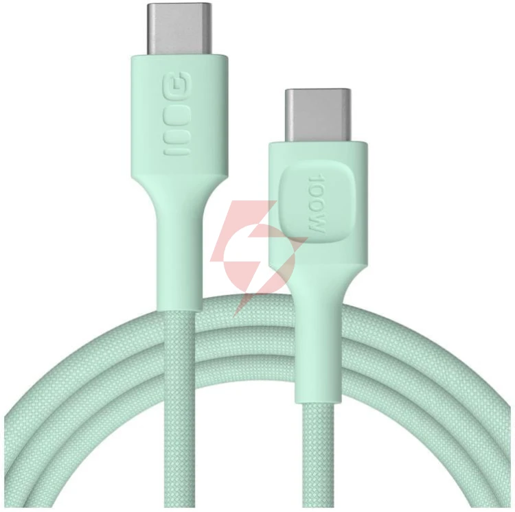 Kabel usb-c / usb-c greencell powerstream 200cm pd 100w zielony w oplocie