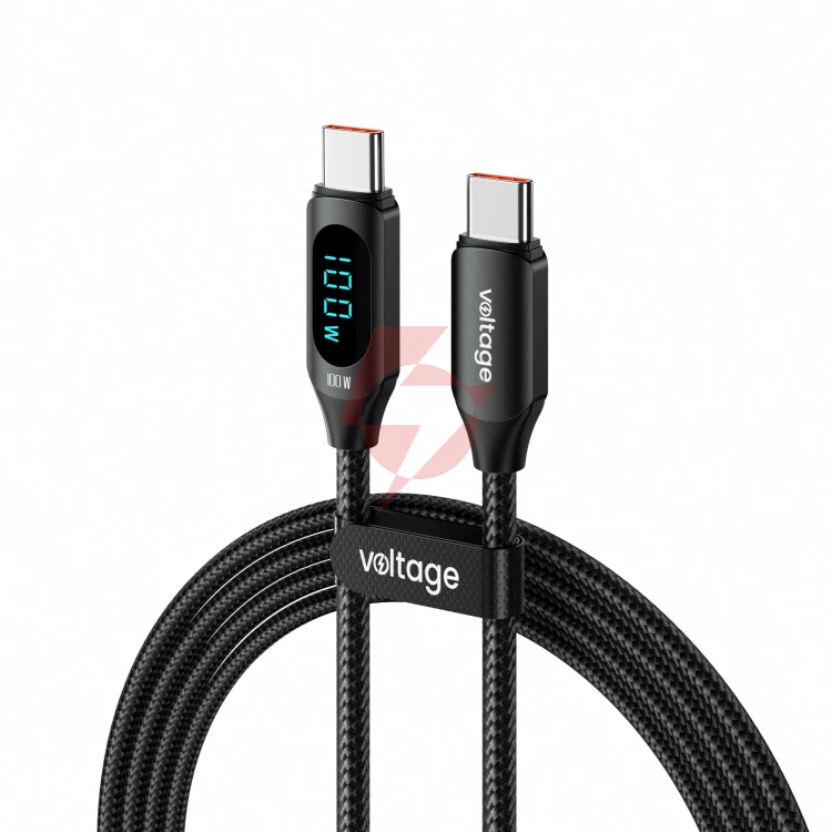 Kabel usb-c / usb-c voltage powerdisplay 100w pd 100cm czarny