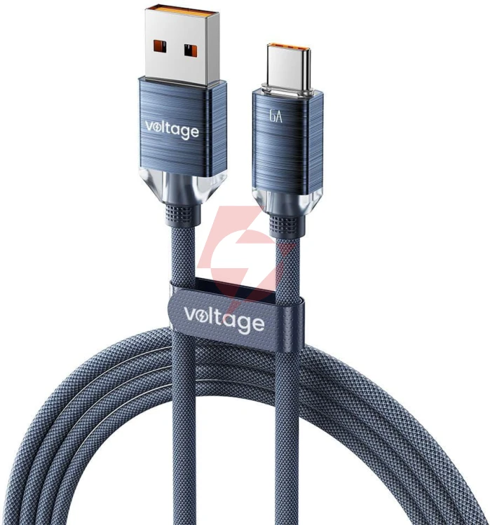 Kabel usb-a / usb-c voltage purecrystal 66w 100cm niebieski