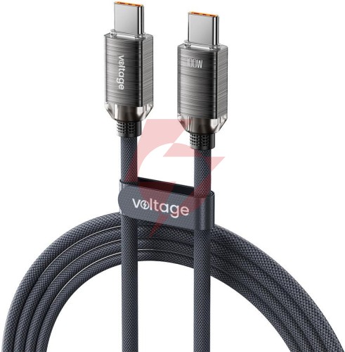 Kabel usb-c / usb-c voltage purecrystal 100w pd 100cm czarny