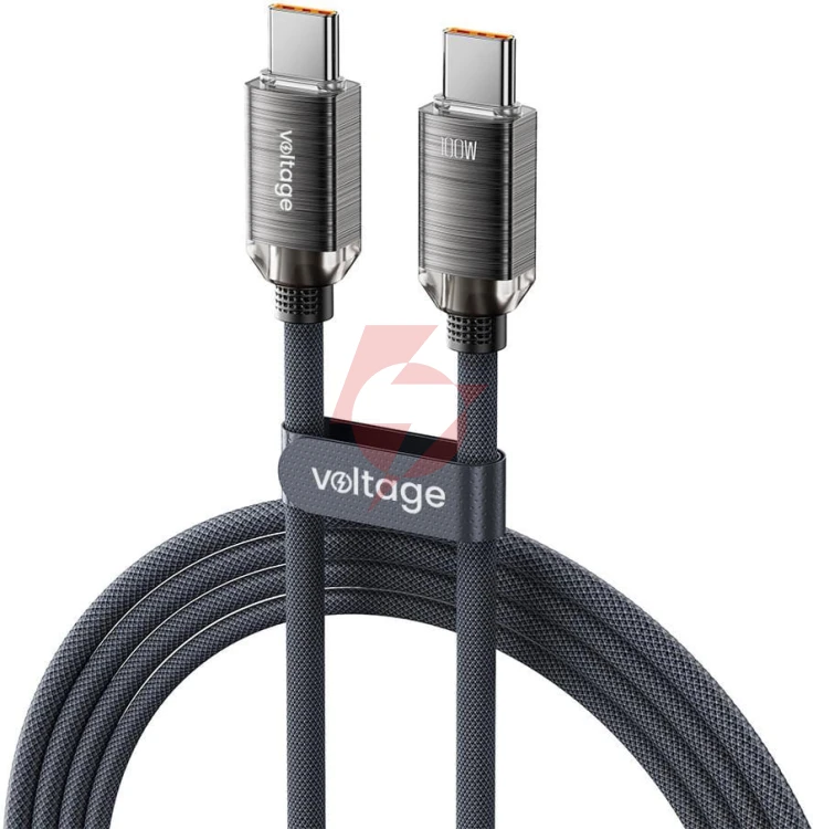 Kabel usb-c / usb-c voltage purecrystal 100w pd 100cm czarny
