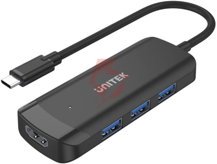Unitek aktywny hub usb-c 3*usb-a 3.1, hdmi 4k@30hz