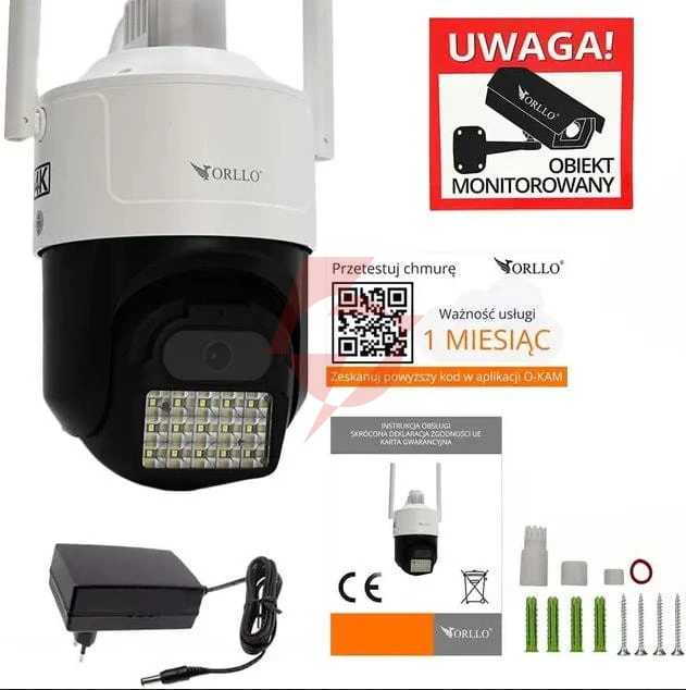 Kamera ip orllo z17 ultra 4k zewnętrzna obrotowa gsm na kartę sim 8mpx