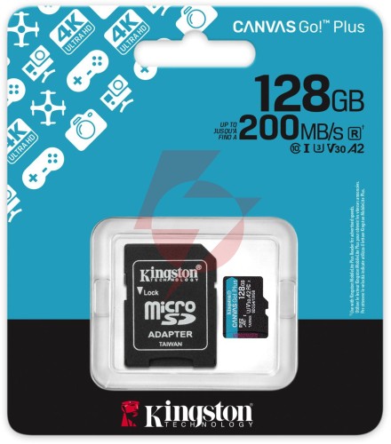 Karta pamięci microsd 128gb kingston canvasgo! plus 200mb/s a2 u3 v30 + adapter