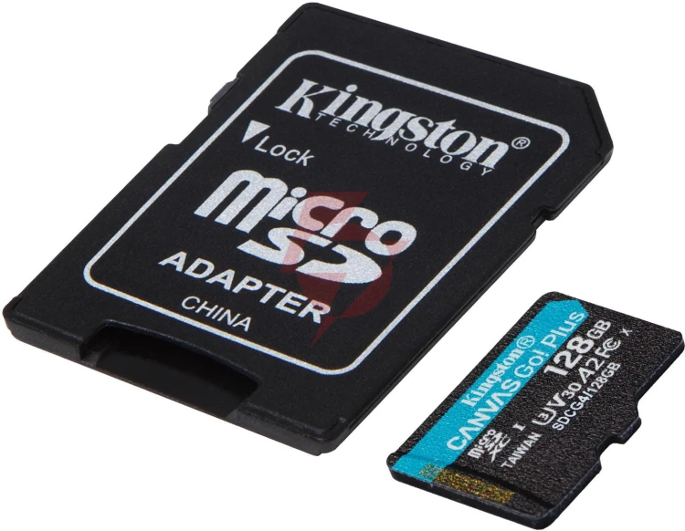 Karta pamięci microsd 128gb kingston canvasgo! plus 200mb/s a2 u3 v30 + adapter