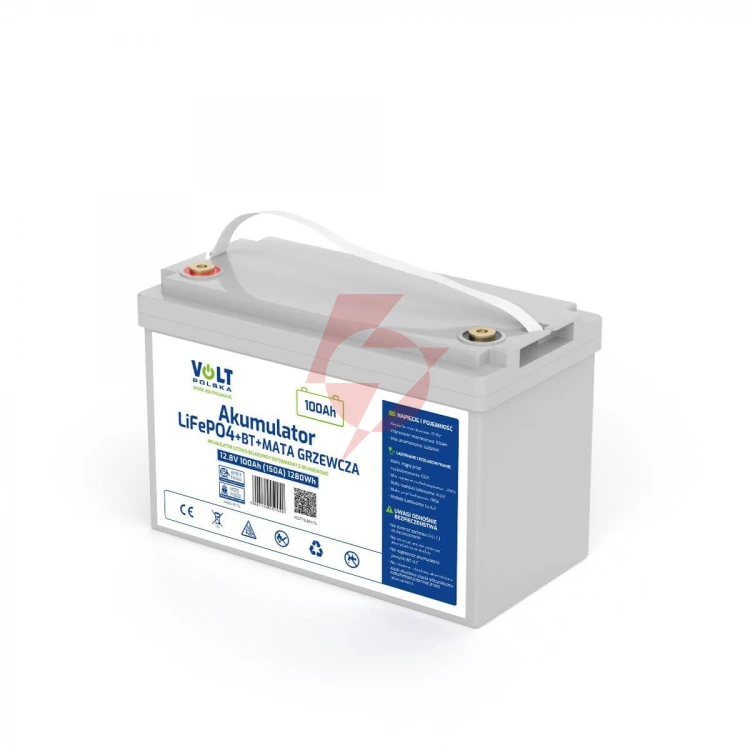 Akumulator volt polska lifepo4 12,8v 100 ah (150a) + bms + bluetooth + mata grzewcza
