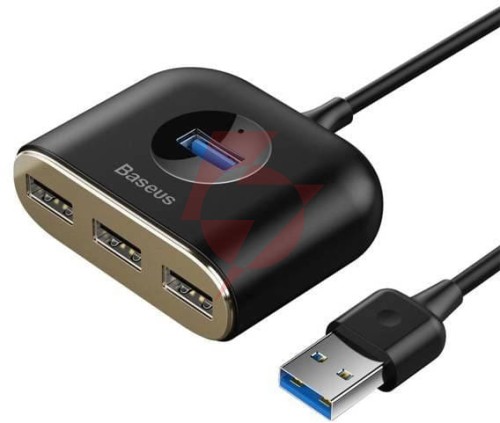 Hub baseus square usb-a do 1x usb-a 3.2 gen 1 / 3x usb 2.0 z kablem 1m - czarny