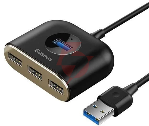 Hub baseus square usb-a do 1x usb-a 3.2 gen 1 / 3x usb 2.0 z kablem 1m - czarny