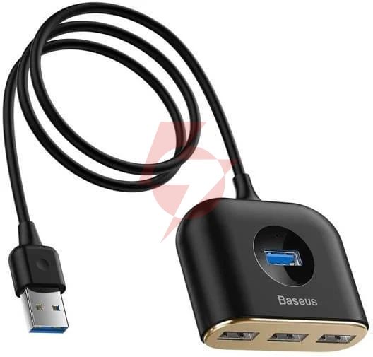 Hub baseus square usb-a do 1x usb-a 3.2 gen 1 / 3x usb 2.0 z kablem 1m - czarny