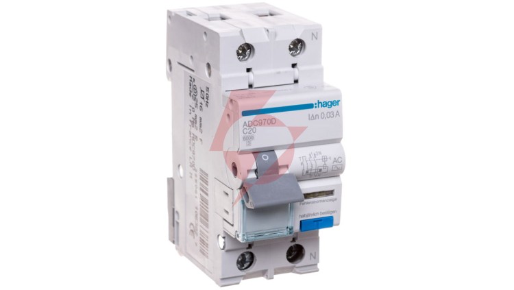 Wyłącznik różnicowo-nadprądowy RCBO 1P+N C20A 0,03A 6kA Typ AC ADC970D