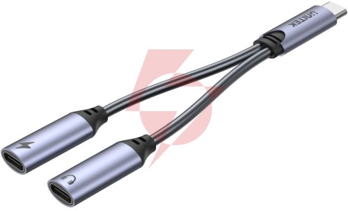 Unitek adapter usb-c na 2 x port usb-c audio i 18w