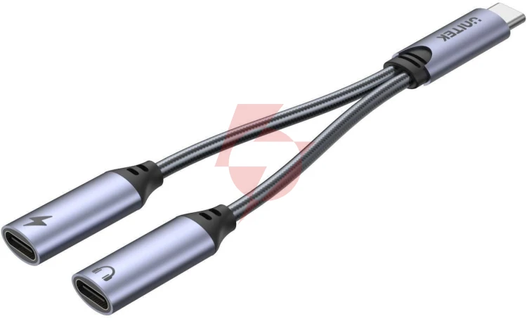 Unitek adapter usb-c na 2 x port usb-c audio i 18w