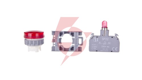 Lampka sygnalizacyjna 22mm czerwona 230V AC SP22-LC-230-LEDAC
