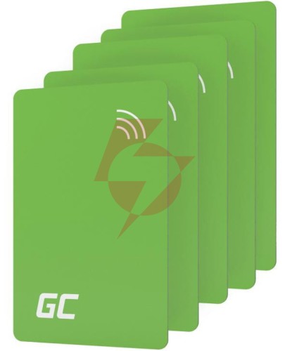 Zestaw 5 kart dostępu nfc do stacji ładowania ev greencell habuden evgcaknfc5
