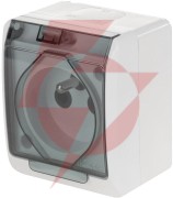 Hermes gniazdo hermetyczne pojedyncze natynkowe z uziemieniem 16a ip44 z klapką dymną  gnt 0321-01