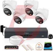 Zestaw monitoringu ip dahua 4 kamery zewnętrzne ip 6mpx dysk twardy