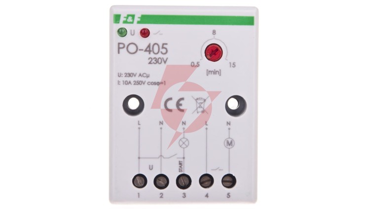 Przekaźnik czasowy 1Z 10A 1-15min 230V AC opóźnione odpadanie PO-405 230V
