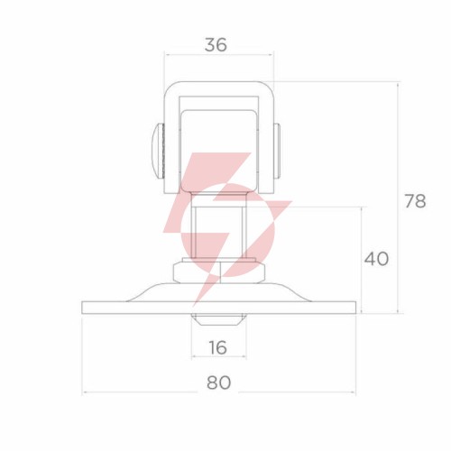 Zawias psg 61.018 z szyldem 80x80x3mm - gwint m16 (regulowany)