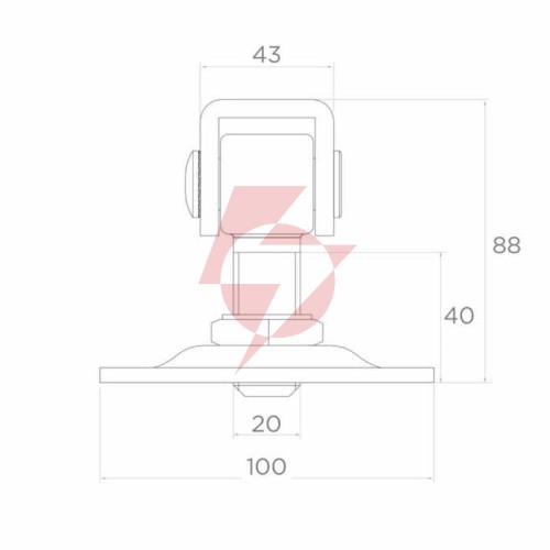 Zawias psg 61.019 z szyldem 100x100x4mm - gwint m20 (regulowany)