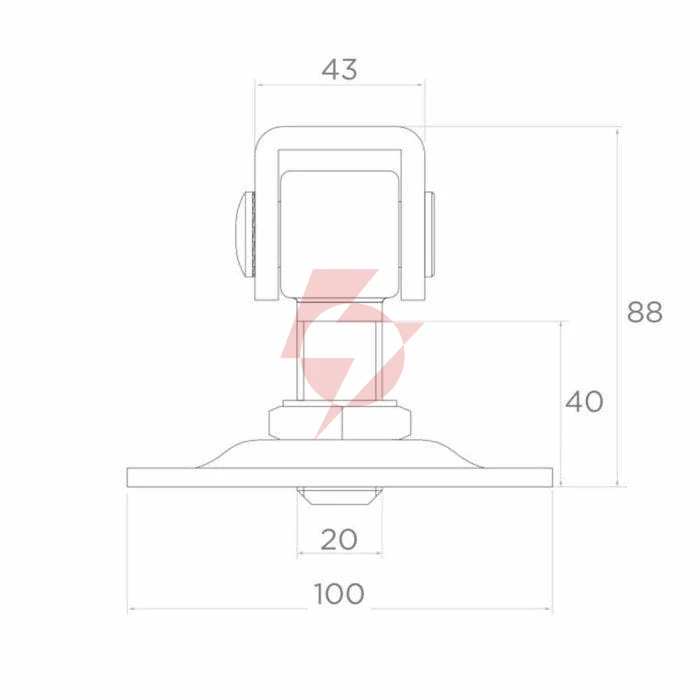Zawias psg 61.019 z szyldem 100x100x4mm - gwint m20 (regulowany)