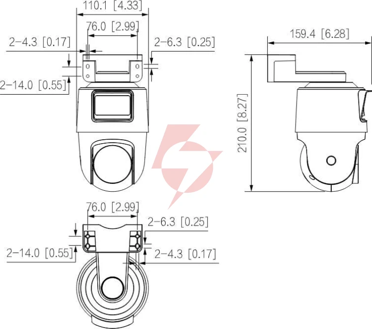 Kamera ip dahua  ipc-pts2249b-e2-s-pv-led-0360b-pro