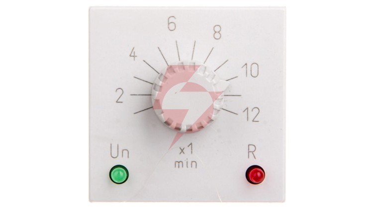 Przekaźnik czasowy 2P 5A 1-12min 220-230V AC/DC załączanie na nastawiony czas RTX-133 220/230 12MIN