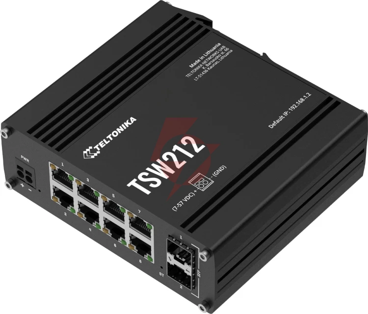 Teltonika tsw212 switch przemysłowy zarządzalny 8xge 2xsfp (tsw212000000) din