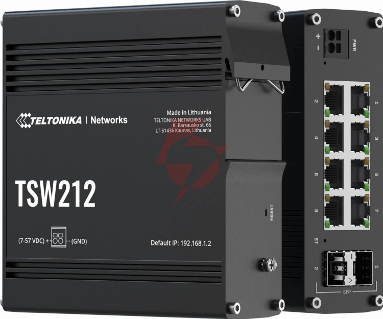 Teltonika tsw212 switch przemysłowy zarządzalny 8xge 2xsfp (tsw212000000) din