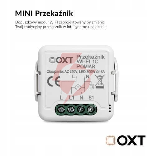 Moduł oxt przekaźnik 1 obwód pomiar 16a wifi tuya t220p
