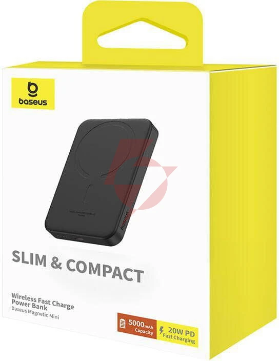 Powerbank baseus magnetic mini p10022107113-00 5000mah 20w pd indukcyjne qi usb-c kabel usb-c