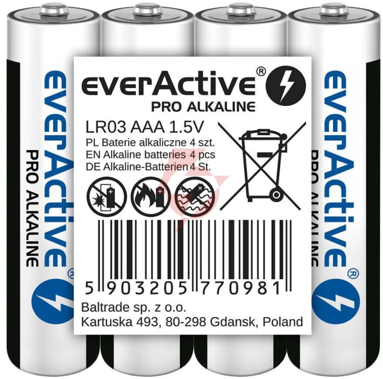 Bateria lr03 (aaa) everactive pro alcaline (folia 4 szt.)